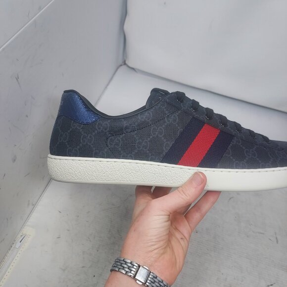 Gucci BLACK GG SUPREME Ace GG Supreme Low Top Sneaker - Picture 4 of 12
